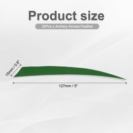 PATIKIL Arrows Vanes 5 Inch, 25 Pack Left Wing Arrow Feather Turkey Fletching Archery Accessories for DIY Target Shooting Hunting, Dark Green