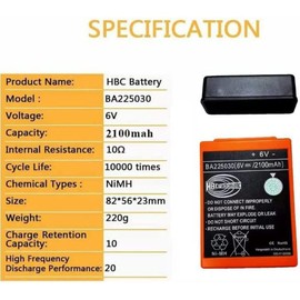 EVASEN (4-Pack) BA225030 6V 2100mAh Ni-Mh Battery Rechargeable for HBC Crane Remote Pump Truck FUB 05AA Battery