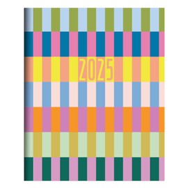 TF PUBLISHING 2025 Color Stacks Medium Monthly Planner - 2 Page Spreads - Large Calendar Grid & Planning Prompts - 12 Month Calendar for School & Work - Journal & Note Space - 6.5" x 8"