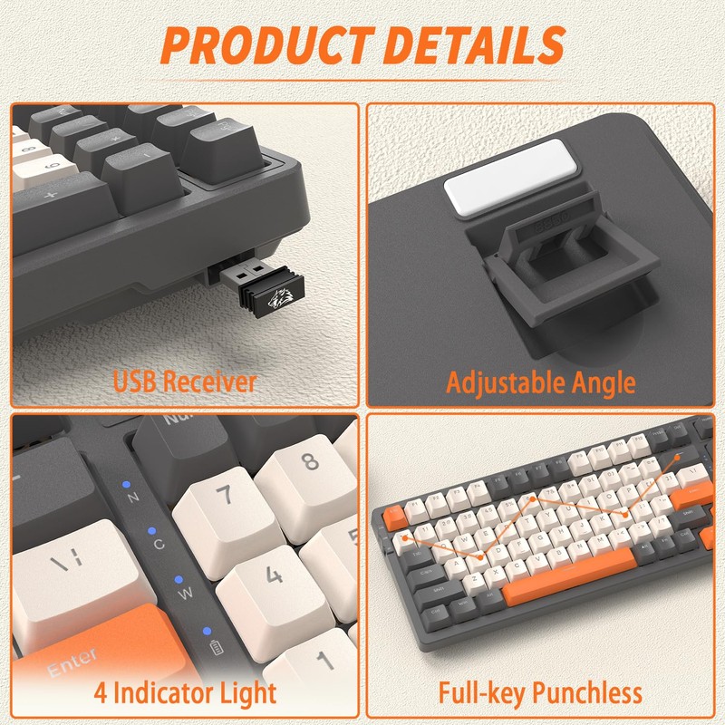 ATTACK SHARK K8 Wireless Mechanical Keyboard, 100 Keys, Hot Swappable