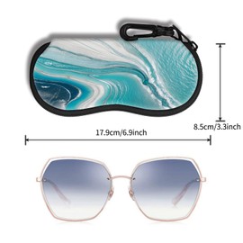 Hion Eyeglass Case Sunglasses Soft Pouch with Belt Clip Ultra Light Neoprene Zipper Eyeglass Case Printed Sunglass Bag for Stylish Portable Travel Glasses Casefor Men & Women(Blue Quicksand)