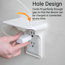 AUNMAS Wall Mounted Outlet Shelf, Hole Design Standard Vertical Duplex Decorative Outlet Outlet Shelf Wall Holder for Smart Home Speakers, Power Tools, Toothbrush