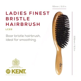 Kent LC22 Finest Hair Brushes for Women Detangler Dry Brush Made of Cherrywood