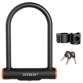 INTEKIN Bike U Lock Heavy Duty Bike Lock Bicycle Lock 16mm U Lock for Bicycle Heavy Duty U Lock with 3 Keys for Road Bikes Mountain Bikes 9.53 * 6.73inch