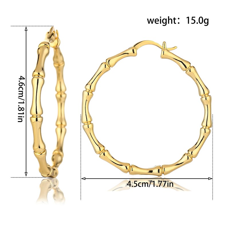 Dr's gift Bamboo Earrings For Women 90s 14k Plated Gold