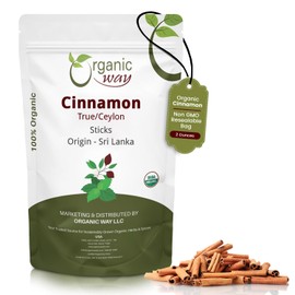 Organic Way True Ceylon Cinnamon Sticks (Cinnamomum verum) - Organic & Kosher Certified | Raw, Vegan, Non GMO & Gluten Free | USDA Certified | Origin - Sri Lanka (2 Oz)
