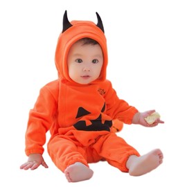 A.S.T Halloween Cosplay Costume, Children, Baby, Pumpkin Costume, Romper (70cm, Orange)