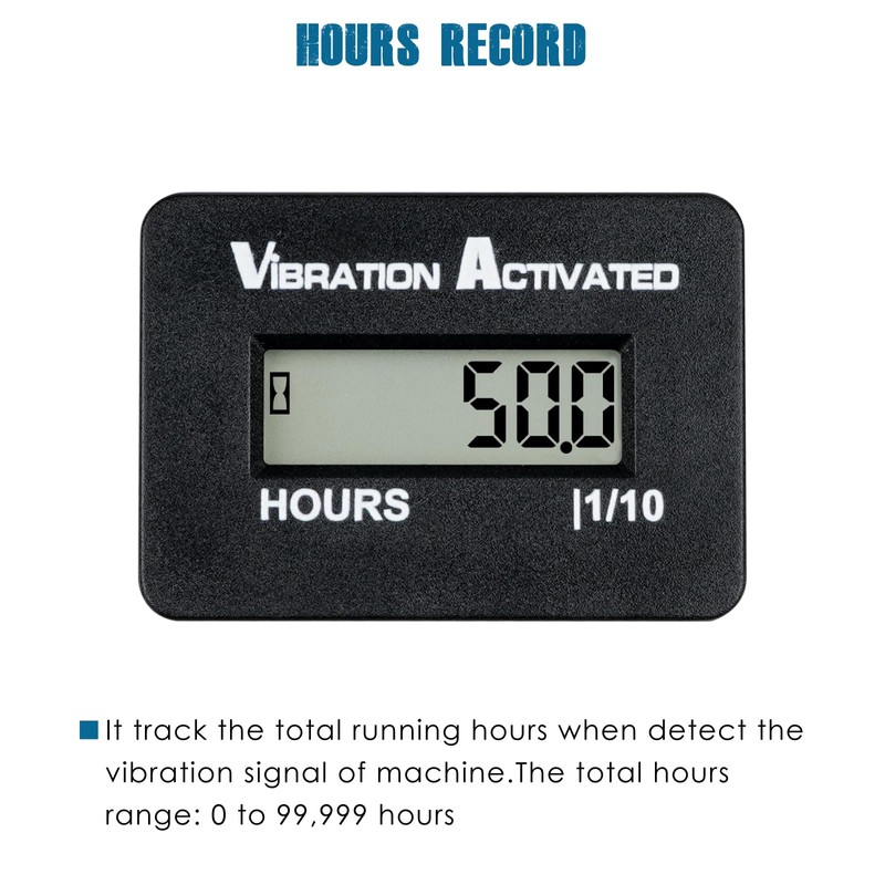 Runleader Digital Mini Vibration Activated Operating Hour Meter with Accelerometer,