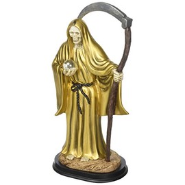 12 Inch Gold Santa Muerte Saint Death Grim Reaper Statue Figurine