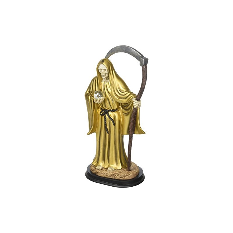 12 Inch Gold Santa Muerte Saint Death Grim Reaper Statue