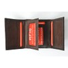 Mens Trifold Leather Wallet RFID Blocking Brown Marshal New