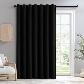 IGEMAEVE Black Blackout Sliding Door Curtains 84 Inch Length, Extra Wide Room Divider Curtains, Grommet Energy Saving Thermal Insulated Curtain for Patio Door Window(W100 x L84,1 Panel)