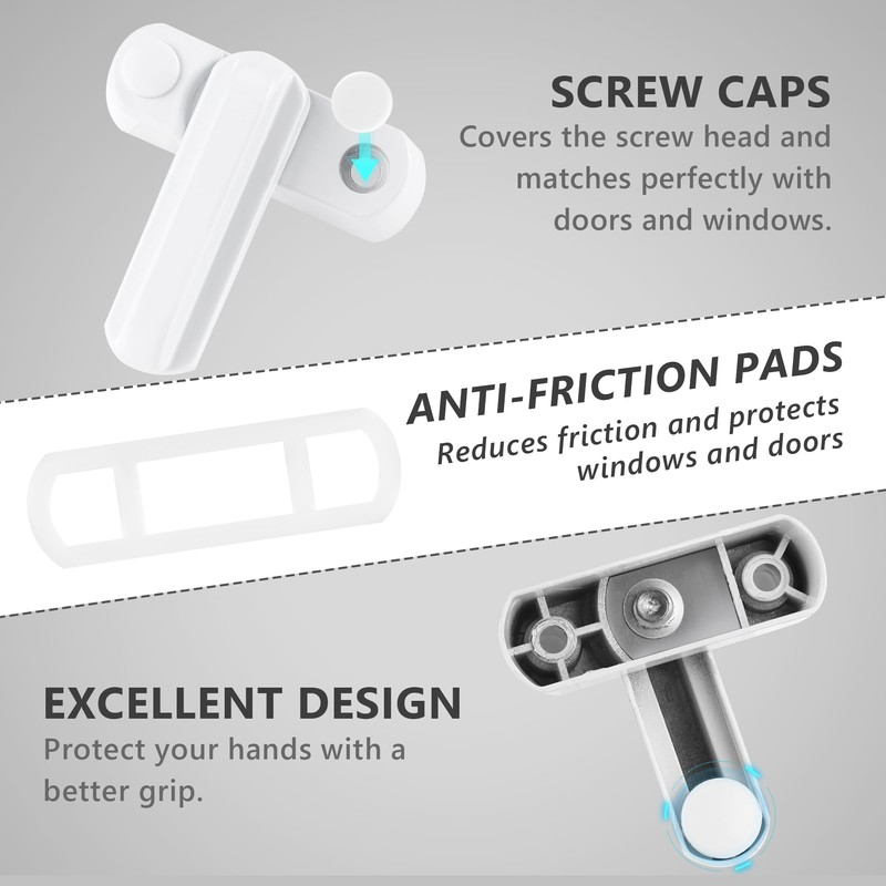 Pack of 4 Window Safety Locks, Burglary Protection, Swivel Latch