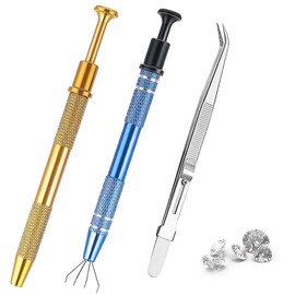3 Pack Piercing Ball Grabber Tool, Stainless Steel 4-Claw Pick Up Tool Jeweler's Pick Up Tool, Diamond Claw Tweezers for Tiny Objects Ic Chips Small Parts Pickup