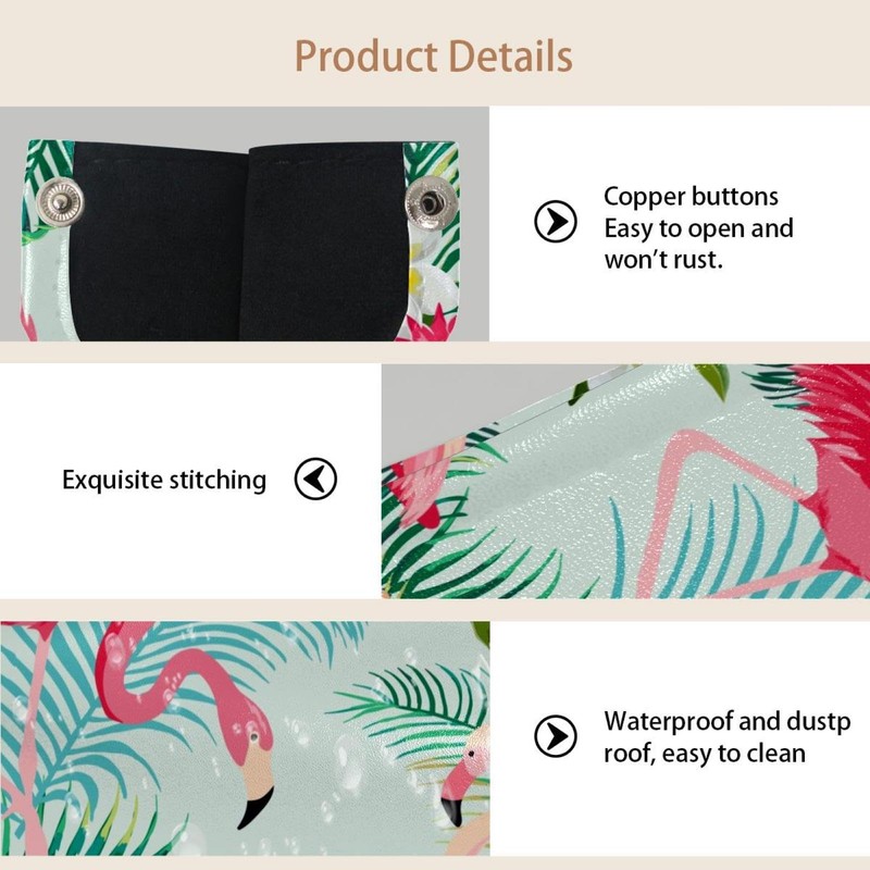 2 Pack Tissue Box Cover Holder, Flamingo Birds Rectangle Leather