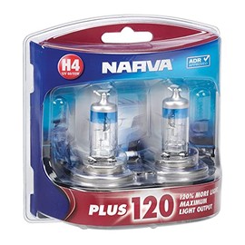 Narva 48362BL2 12V H4 60/55W Plus 120 Halogen Headlight Globe 2 Pieces Blister Pack