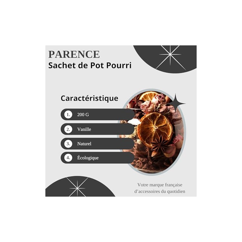 PARENCE.- Pot-Pourri Sacchetto 140g Aroma Vaniglia - Decorazione della casa