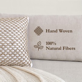 Boho Living Jada Premium Woven Design, Living Room Décor, Decorative Throw, (1) 18" x 18" Pillow Cover with Insert, White