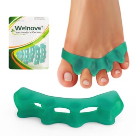 Welnove Toe Separators for Women & Men - 4 Pairs Toe Spacers for Bunion Corrector, Toe Straightener and Overlapping Toes (Green)