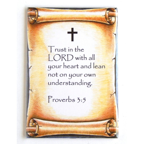 Proverbs 3:5 Bible Verse Fridge Magnet (2.5 x 3.5 inches)