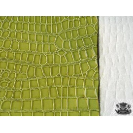 Vinyl Crocodile Green Fake Leather Upholstery Fabric by The Yard