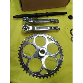 44T Wide Crank Assembly 3PCS Wide Pedal Crank Kit -2 Stroke & 4 Stroke Motorized Bicycle Crank