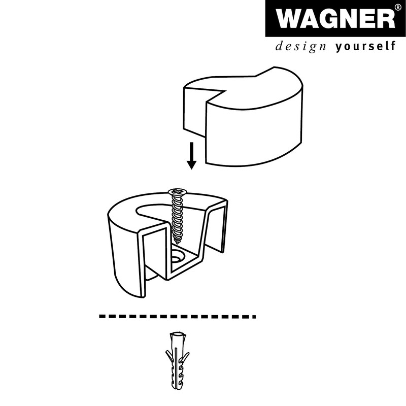 Wagner designer door stop, to screw in, brushed metal, thermoplastic