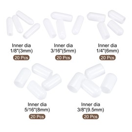 MECCANIXITY Round End Caps Rubber Cover 100pcs 1/8" 3/16" 1/4" 5/16" 3/8" White Screw Protector for Screw Bolt Pipe