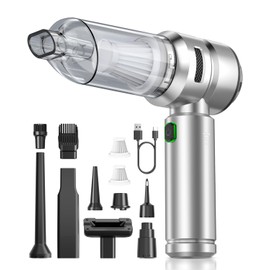 VNOST Car Vacuum,3 Suction Modes,Portable Mini Cordless Cleaner with 21000pa Suction Power,Type-C Charge,Handheld Vacuum for Home,Car, Office Desk, Keyboards(Light Silver)