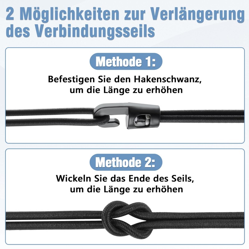 Bungee Cord with Hooks, Pack of 25, Rubber Tensioner with