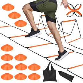 Agility Ladder, Speed Ladder, Agility Ladder Speed Training Equipment, Football Ladder, Footwork Ladder, Training Ladder For Footwork, Foldable Quick Assembly & Non - Tangling & Storage Bag (8 Rung)