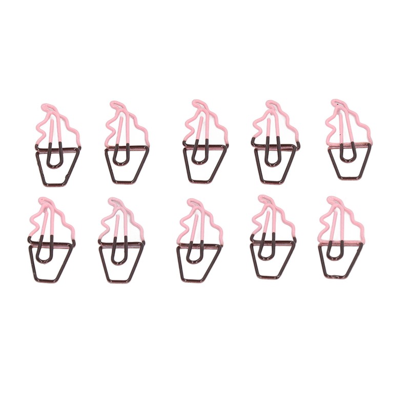 100 Pcs Shaped Paper Clips 2 Color Ice Cream Shape