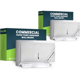 Alpine Paper Towel Dispenser Wall Mount for Multifold, Trifold & c Fold Paper Towel Holder 2-Pack Commercial Stainless Steel Hand Towel Dispenser for Bathroom & Kitchen