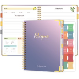 Recipe Book to Write in Your Own Recipes – Blank Recipe Book Cookbook, Hardcover Recipe Notebook Recipe Journal Hold 175 Pages Recipes with Tab Sticker, Spiral-Bound Durable Kitchen Gift, 7.5"*10" - Purple