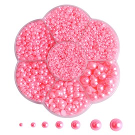 5800Pcs Half Pearls for Crafts, Flatback for Artwork Making, DIY Rhinestones Accessory Nail Art, Face Gems Jewels Flat Back Craft for Artist Creative - Pink