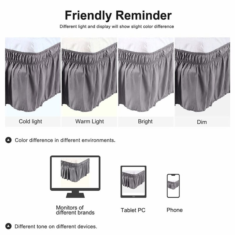 PiccoCasa Elasticated Bed Skirt Ruffled Bed Base Wrap Around Bed