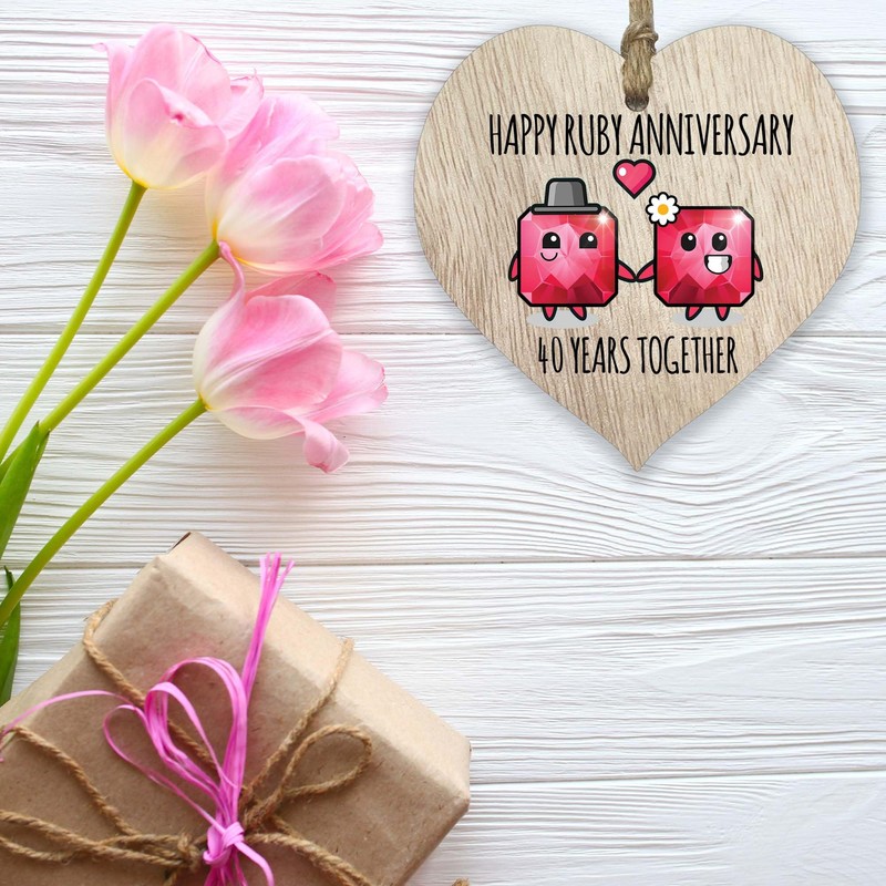 40th Wedding Anniversary Plaque Gift for Husband Wife - 40