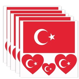 20 PCS Turkey Flag Tattoo,Turks Turkish Banner Tattoos Decoration Decal, Rectangle Heart Waterproof Sticker for Party Parade