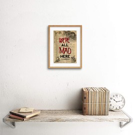 Wee Blue Coo UPCYCLE WE'RE ALL MAD HERE QUOTE ALICE WONDERLAND CHESHIRE FRAMED ART F97X12436