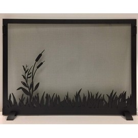 Design Specialties Fireplace Screen Pond Design (Textured Black, Small)