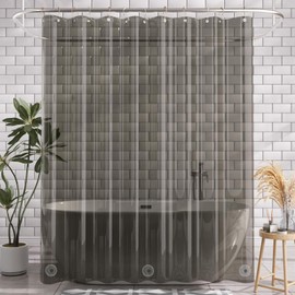 Keliniz 78 Inch Long Black Plastic Shower Curtain Liner, Waterproof Mold-Resistant PEVA Bathroom Shower Curtain with Weighted Magnets & Hooks, Semi-Transparent, Non-Toxic, Vinyl,183x198CM