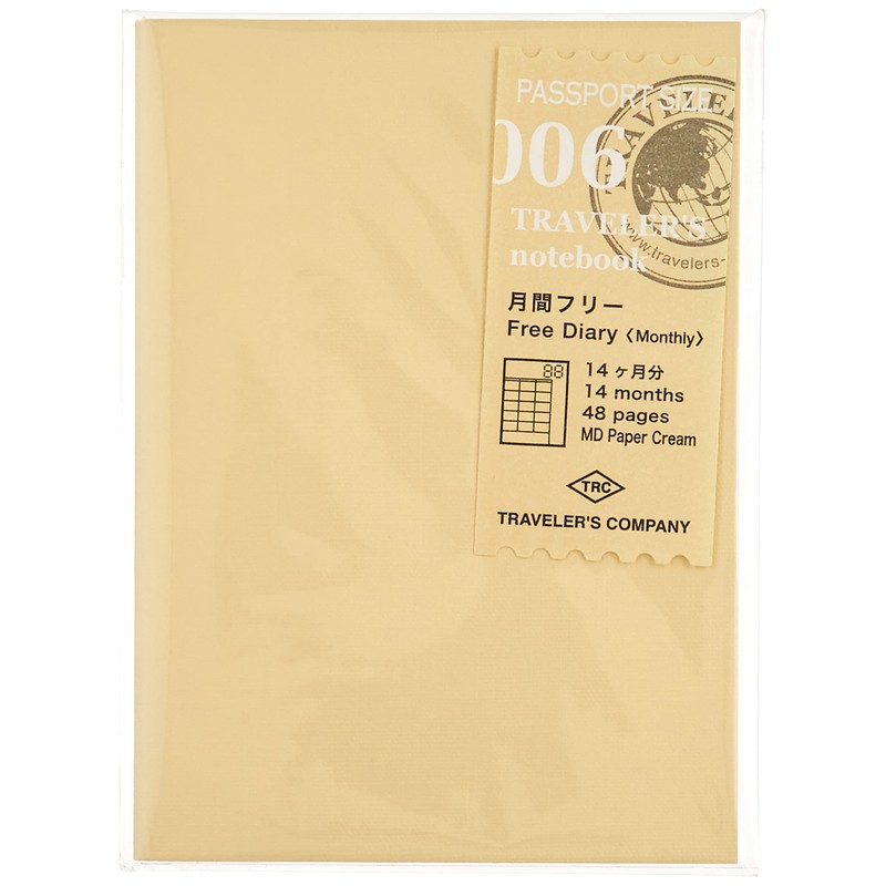 Midori Traveler's Notebook (Refill 006) Passport Size Monthly Diary