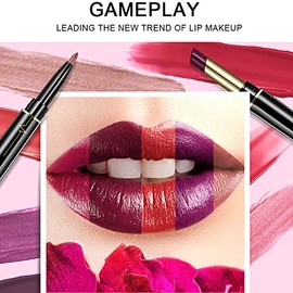 EUBUY Barra De Labios Mate Con Delineador De Labios 2 En 1 Doble Extremo Lápiz Labial Impermeable De Larga Duración Para Mujeres                      