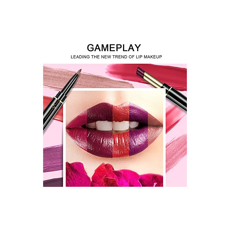 EUBUY Barra De Labios Mate Con Delineador De Labios 2