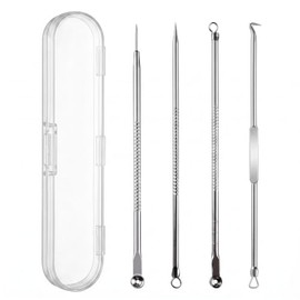 Extractor de Puntos Negros y Espinillas Acero Inoxidable con Estuche, 1 Kit