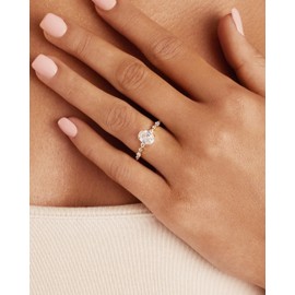 PAVOI 14K Gold Plated Engagement Ring For Women | Cubic Zirconia Wedding Ring For Women | Oval Womens Fake Engagement Ring, Yellow Gold, Cubic Zirconia