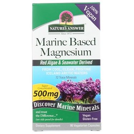 Nature's Answer Marine Based Magnesium, Super Concentrated 500mg | Plant Based | Red Algae & Seawater Derived | Alcohol-Free & Gluten-Free | Vegetarian Capsules 90ct
