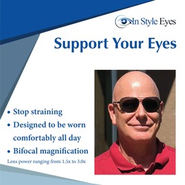 In Style Eyes C Moore Polarized Aviator Nearly Invisible Line Bifocal Sunglasses/Pewter-Brown/3.00 Strength