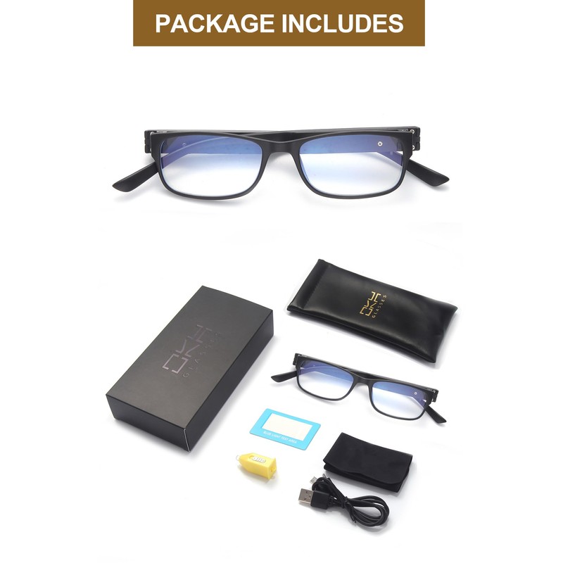 OKH Rechargeable Reading Glasses with Lights, Anti Blue Light Lens,