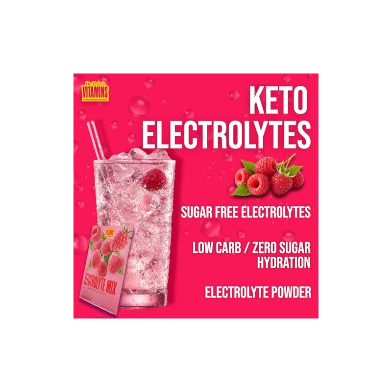 Mezcla de electrolitos, polvo de electrolito de frambuesa 30 paquetes,
